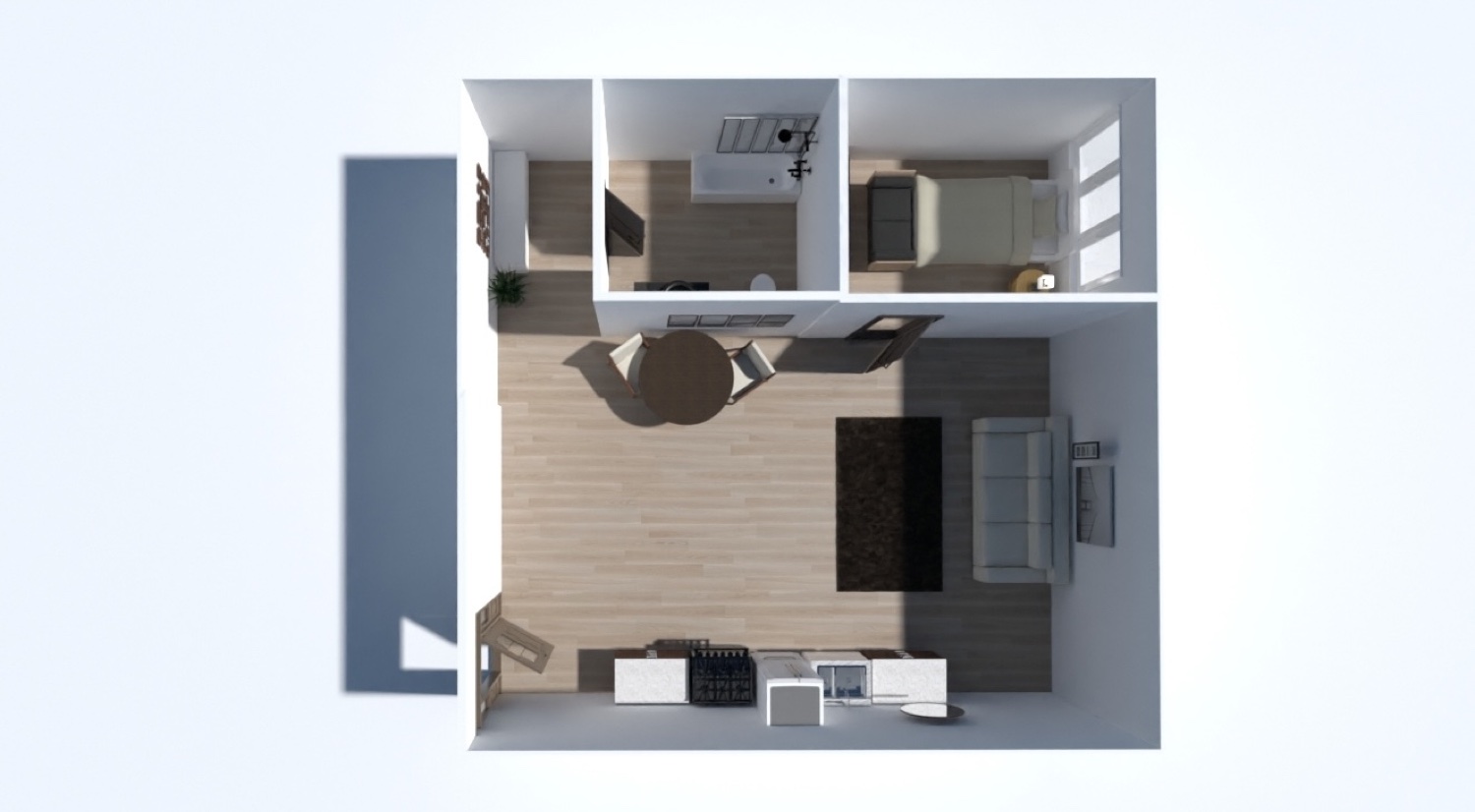 One bedroom floor plan B1